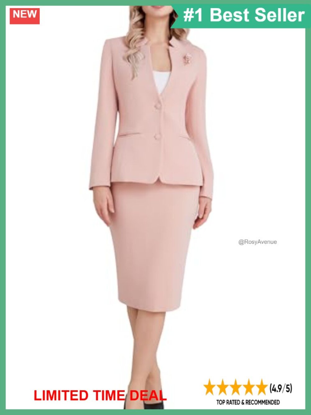 Women's 2 Piece Skirt Suit Set Notched Lapel Blazer Pencil Skirt Business